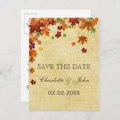 Fall Leaves Rustic Wedding Announcement Postcard (Front/Back)