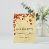 Fall Leaves Rustic Wedding Announcement Postcard (Standing Front)