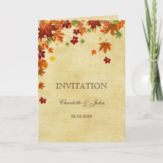 Fall Leaves Rustic Wedding Invitation