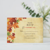 Fall Leaves Rustic Wedding RSVP Card (Standing Front)