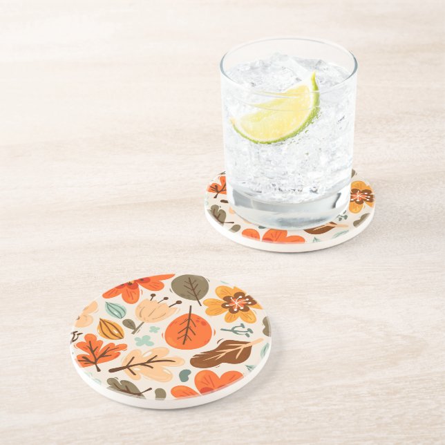 Fall Leaves Sandstone Coaster (Side)