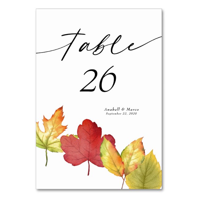Fall Leaves Scripture Wedding Table card (Back)