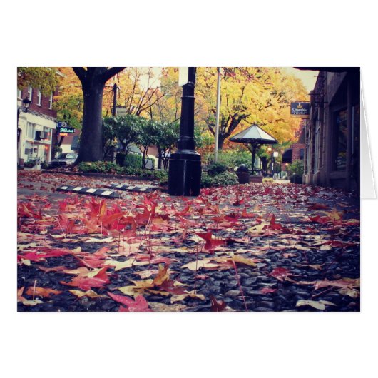 Fall Leaves Sidewalk View Cards (Front Horizontal)
