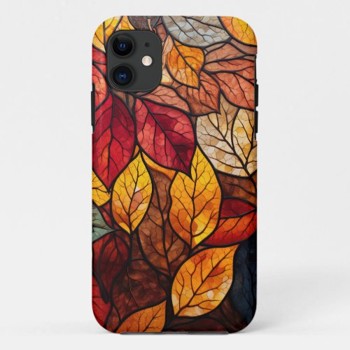 FALL LEAVES STAINED GLASS iPhone 11 CASE