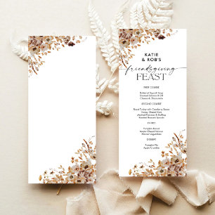 Fall Leaves Thanksgiving Dinner Flat Menu