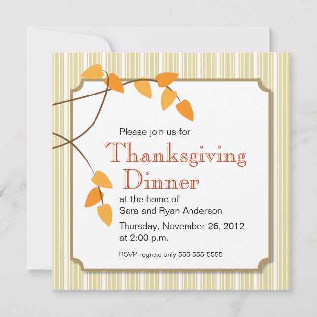 Fall Leaves Thanksgiving Dinner Invitation (Front)