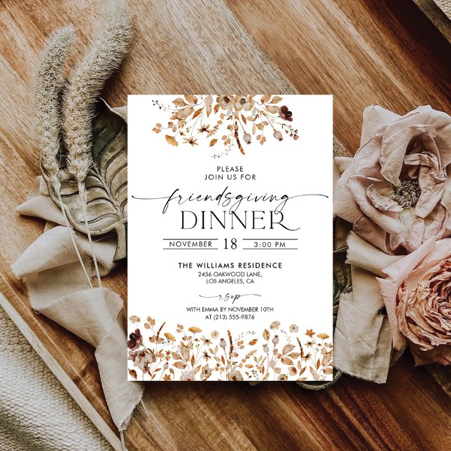 Fall Leaves Thanksgiving Dinner Invitation (Creator Uploaded)