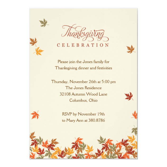 Fall Leaves Thanksgiving Dinner Invitation | Zazzle.com