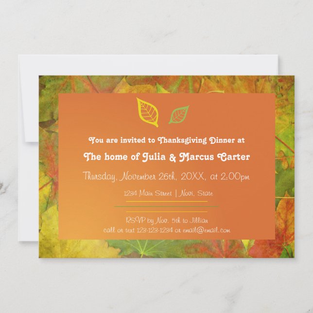 Fall Leaves - Thanksgiving Dinner Invite (Front)