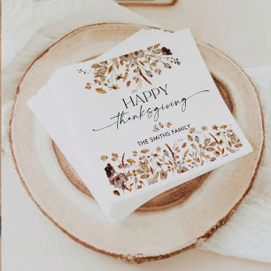 Fall Leaves Thanksgiving Dinner Paper Napkin