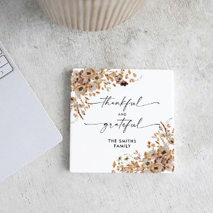 Fall Leaves Thanksgiving Dinner Square Paper Coaster