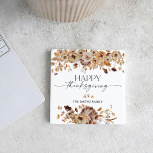 Fall Leaves Thanksgiving Dinner  Square Paper Coaster