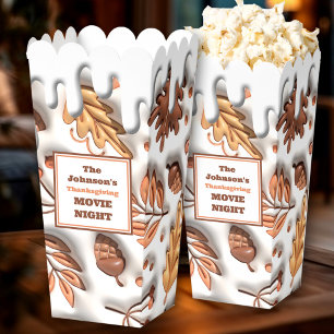 Fall Leaves Thanksgiving Family Name Movie Night Favor Boxes