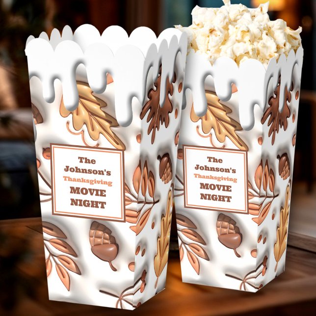 Fall Leaves Thanksgiving Family Name Movie Night Favor Boxes (Fall Leaves Thanksgiving Family Name Movie Night Favor Boxes)