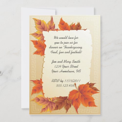 Fall Leaves Thanksgiving Invitation