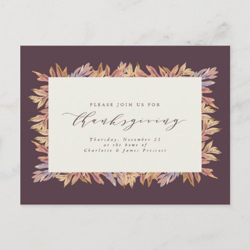 Fall leaves Thanksgiving invitation postcard