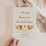 fall leaves thanksgiving moving announcement postcard<br><div class="desc">Announce your new holiday home to family and friends with this modern floral happy thanksgiving card.</div>