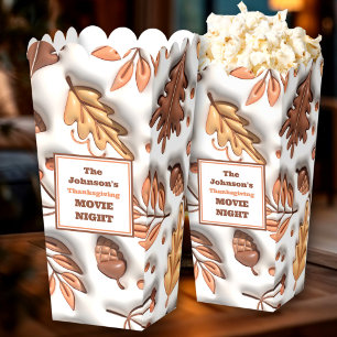 Fall Leaves Thanksgiving Name Movie Night Popcorn Favor Boxes