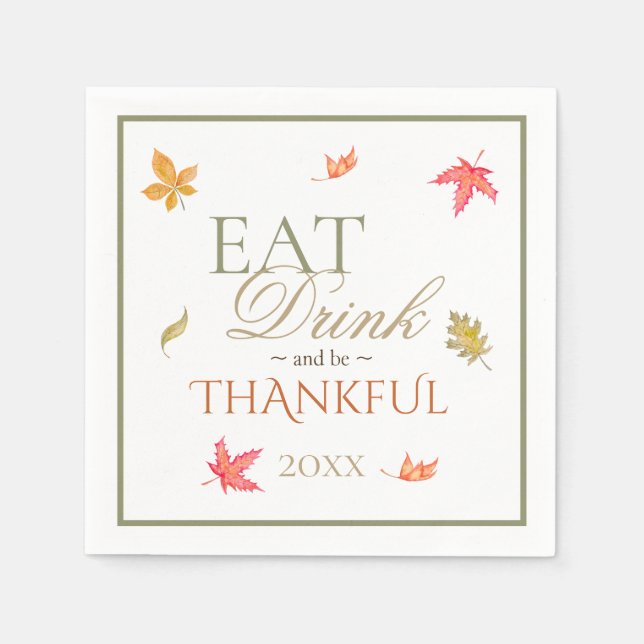 Fall Leaves Thanksgiving Napkins (Front)