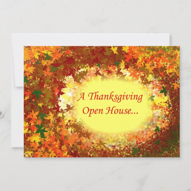 Fall Leaves Thanksgiving Open House Invitation (Front)