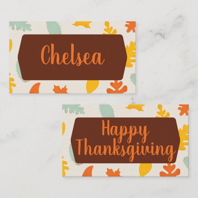 Fall Leaves Thanksgiving Place Card (Front/Back)