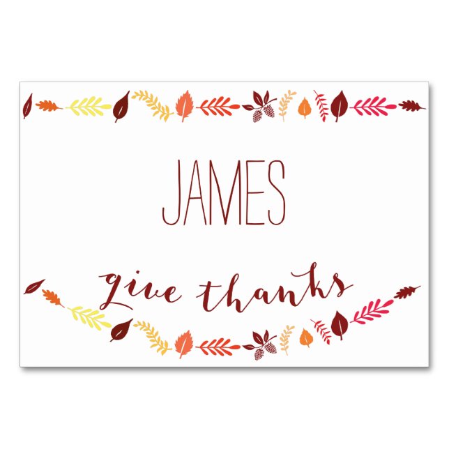 Fall Leaves Thanksgiving Place Cards (Front)