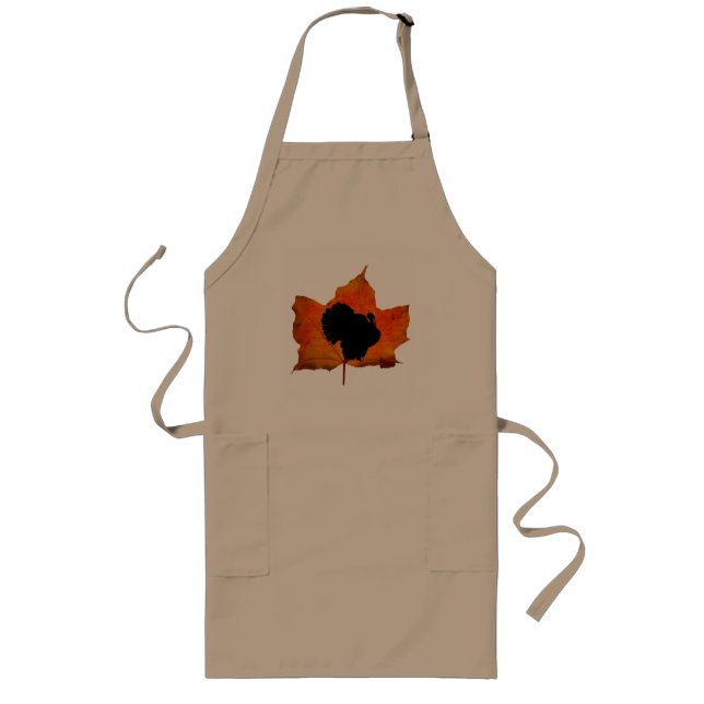 FALL LEAVES THANKSGIVING TURKEY  LONG APRON (Front)