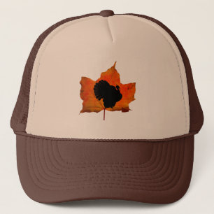 FALL LEAVES THANKSGIVING TURKEY  TRUCKER HAT