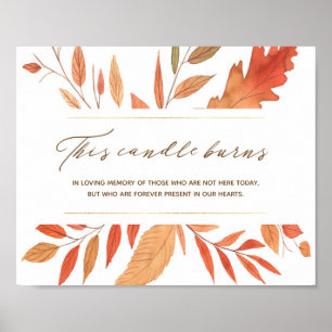 Fall Leaves This Candle Burns Wedding Memorial Poster