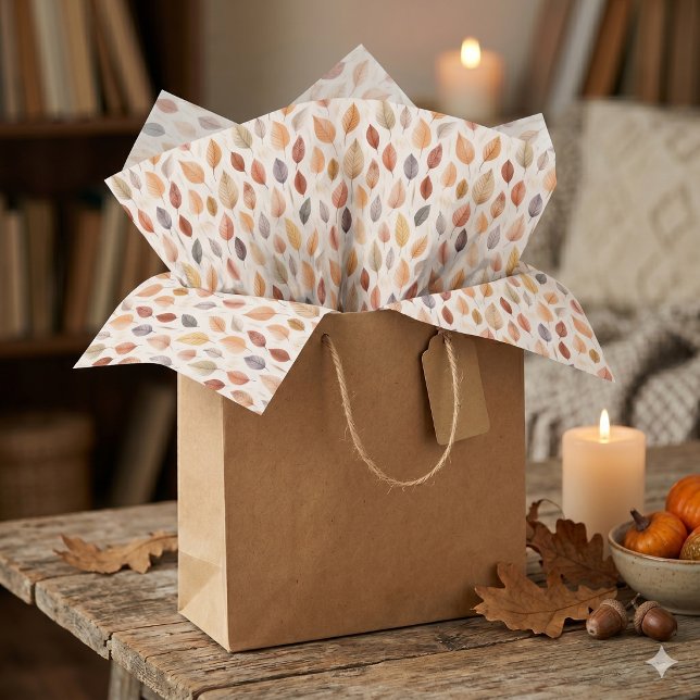 Fall Leaves Tissue Paper in Rust Brown Cream Gray (Creator Uploaded)
