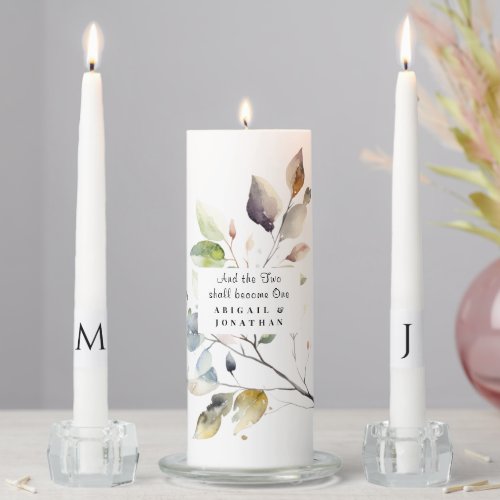 Fall Leaves Two Become One Christian Bible Wedding Unity Candle Set