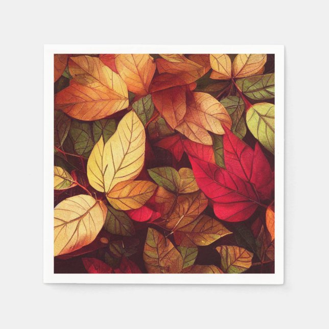 Fall Leaves Vibrant Napkins (Front)