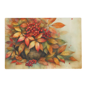 Fall leaves vintage watercolor autumn colors placemat