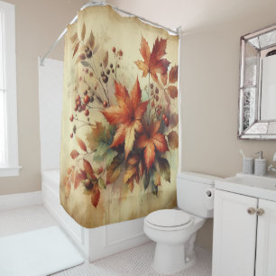 Fall leaves vintage watercolor autumn colors  shower curtain
