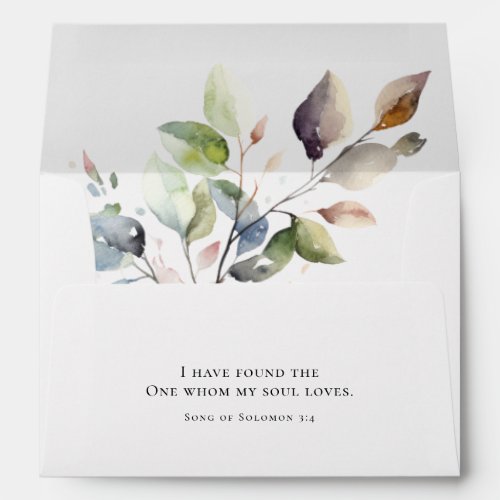 Fall Leaves Watercolor Christian Bible Wedding Envelope