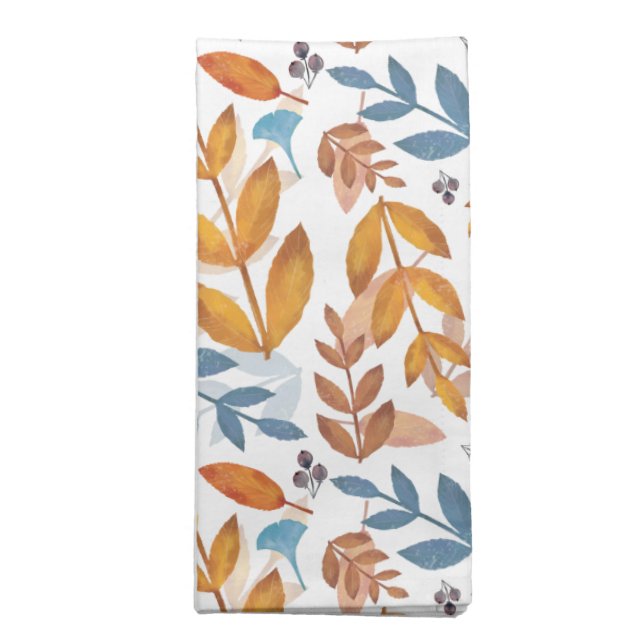 Fall Leaves Watercolor Cloth Napkin (Folded)