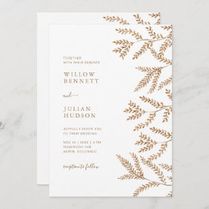 Fall Leaves Watercolor Wedding All In One Invitation