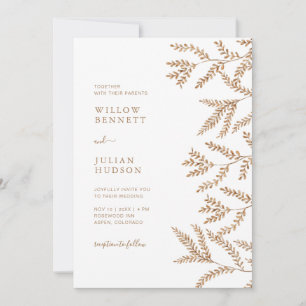 Fall Leaves Watercolor Wedding Invitation