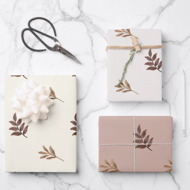 Fall Leaves Watercolor Wrapping Paper Sheets (Front)