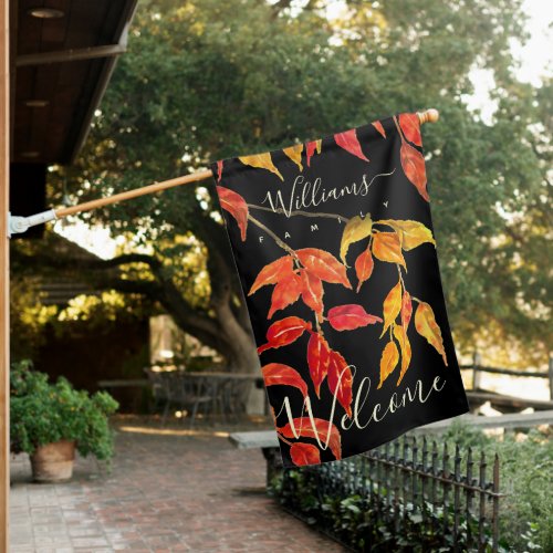 Fall Leaves Weatherproof Personalized House Flag