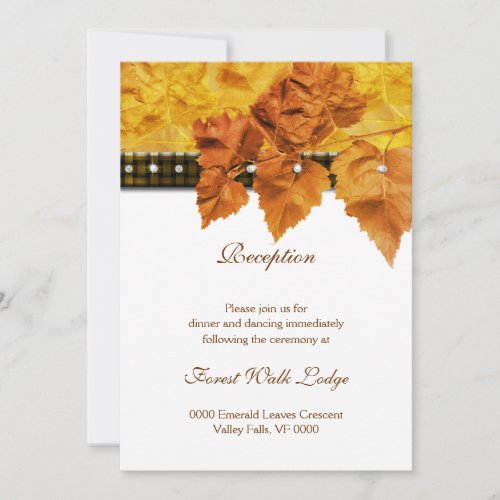 Fall leaves weave diamond RECEPTION Custom Announcements