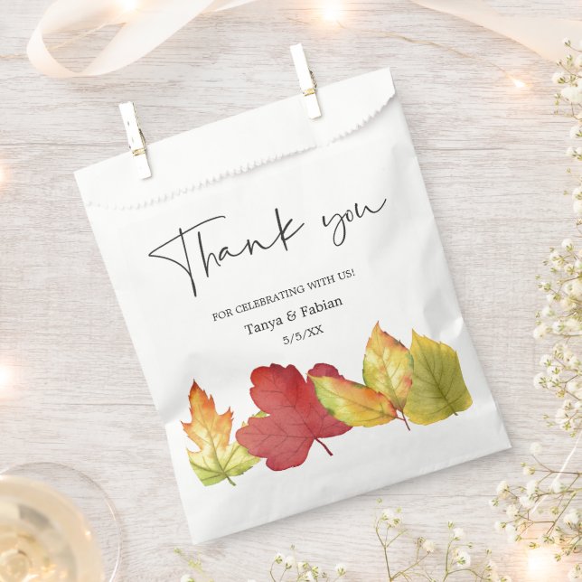 Fall Leaves Wedding Favor Bag (Clipped)