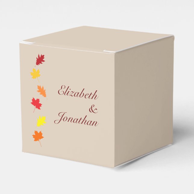 Fall Leaves Wedding Favor Boxes (Front Side)