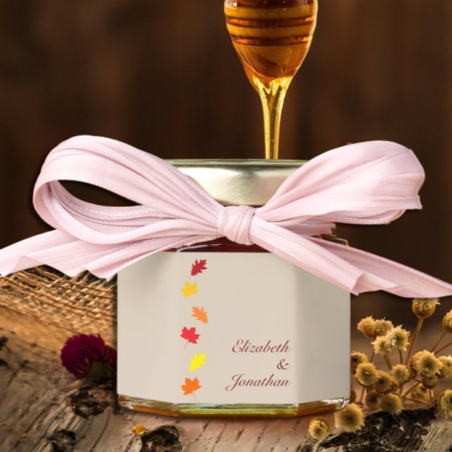 Fall Leaves Wedding Honey Jar Favors (Creator Uploaded)