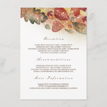 Fall Leaves Wedding Information Guest Enclosure Card