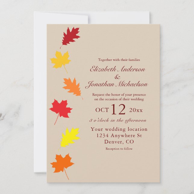Fall Leaves Wedding Invitation (Front)
