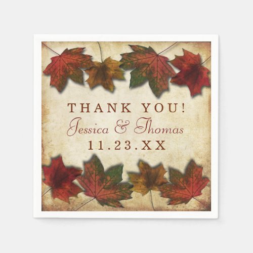 Fall Leaves Wedding Napkins