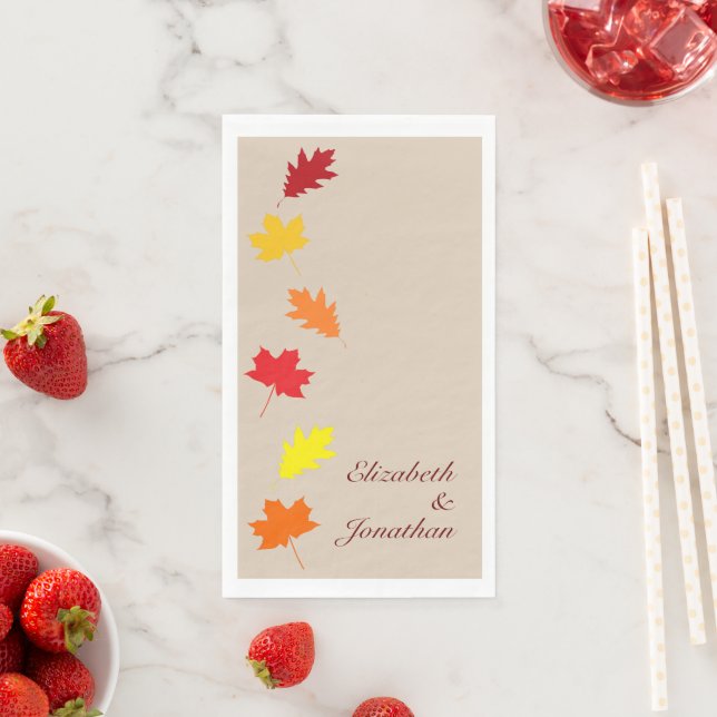 Fall Leaves Wedding Paper Guest Towels (Insitu)
