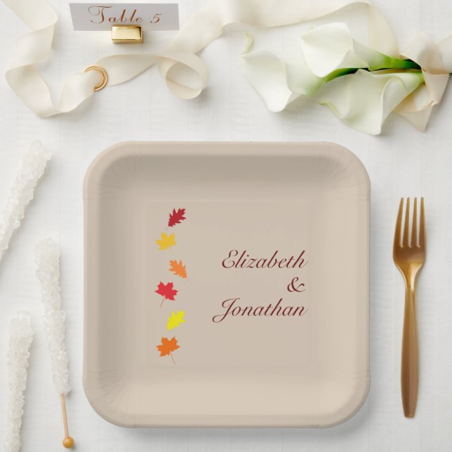 Fall Leaves Wedding Paper Plates (Wedding)