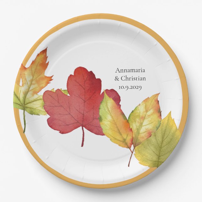 Fall Leaves Wedding  Paper Plates (Front)